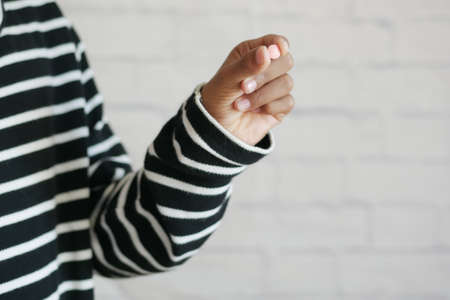 Close up of man hand holding pills with copy spaceの写真素材