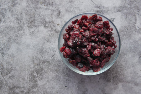 detail shot of dried cranberries on table