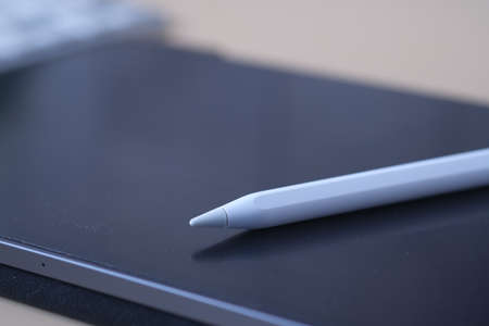 digital tablet and graphic on tableの写真素材