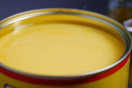 homemade ghee in container on a table ,の写真素材