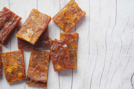 detail shot of Mango bar on tableの写真素材