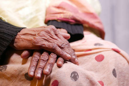 close up of hands of a elderly personの写真素材