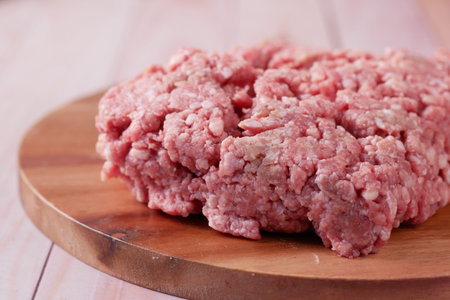close up of beef mince in a packet on table