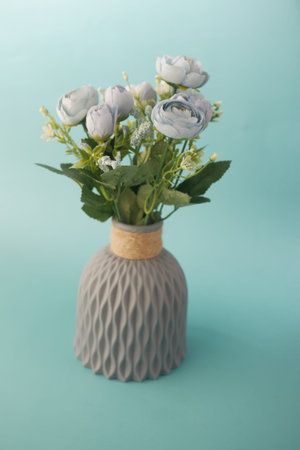 light green color rose flower in a pot on color background