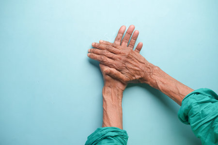 top view of hands of a elderly person