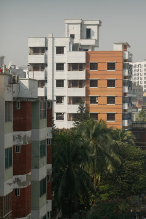 residential buildings in dhaka in bangladeshの写真素材