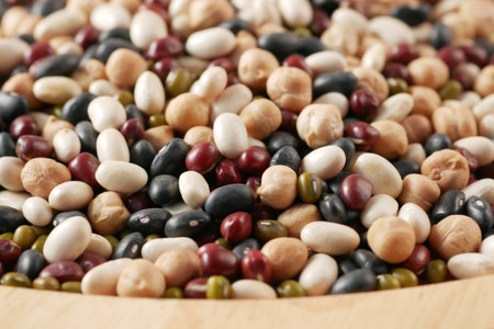 close up of mixed beans in a bowlの写真素材