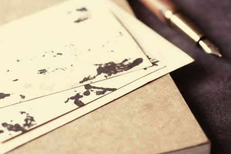 close up of Old photos bunch on blackの写真素材