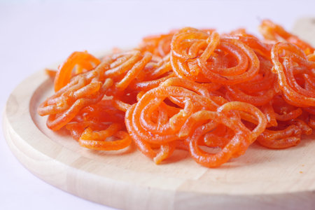 Jalebi indian sweet food on a plate ,