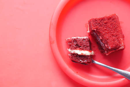 red velvet cake on plateの写真素材