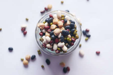 close up of mixed beans in a bowlの写真素材