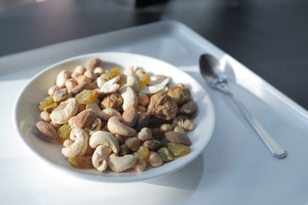 close up of many mixed nuts