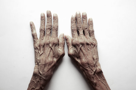close up of hands of a elderly personの写真素材