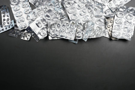 top view of empty pills of blister pack with copy space
