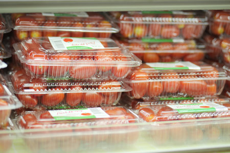 Singapore orchard road 1 june 2022 ,red color small tomato for sale at storeのeditorial素材