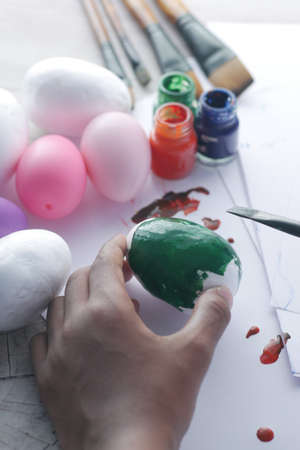 painting on a white color eggの写真素材