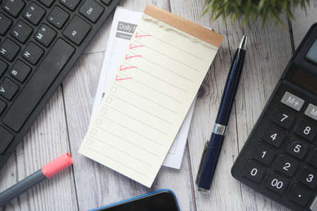 check mark on a check box on a paperの写真素材