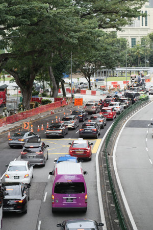 Singapore 11 june 2022, city cars on road in orchard road singaporeのeditorial素材