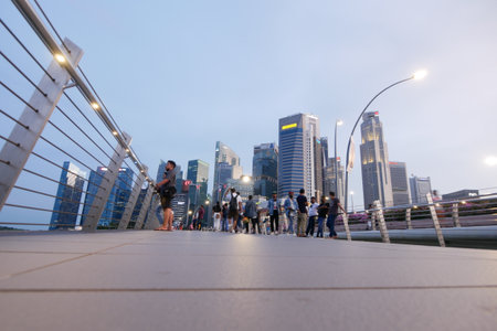 Singapore marina bay 1 june 2022 financial center singapore city buildings.のeditorial素材