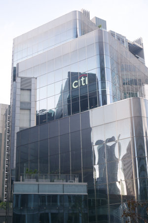Singapore 1 Orchard road . june 2022. city bank logo on financial buildingのeditorial素材