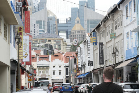 Singapore China town 1 june 2022.Chinatown with Chinese buildings, restaurants