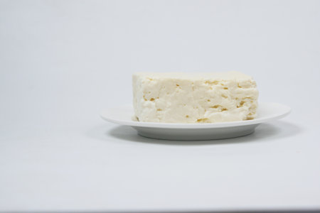 fresh cheese on white background.の写真素材
