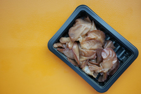 black fungus on orange background with copy spaceの写真素材