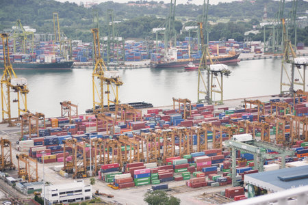 Singapore habourfront 22 may 2022. top view of Loading many containersのeditorial素材