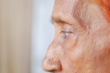 detail shot of asian senior women eyeの写真素材