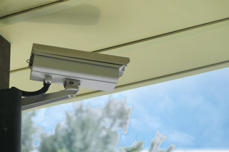 CCTV security camera operating outdoor