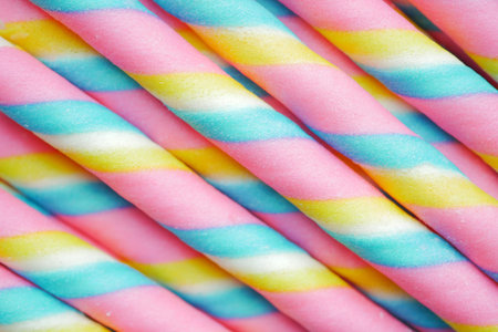 colorful wafer roll chocolate on pink background