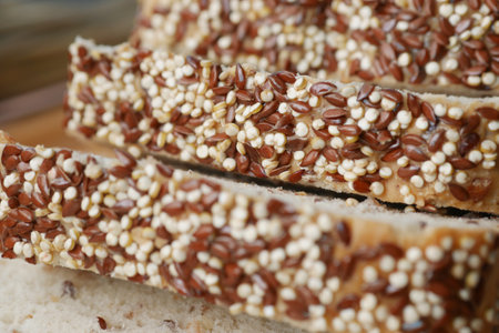 Bread with raisins and nuts.の写真素材