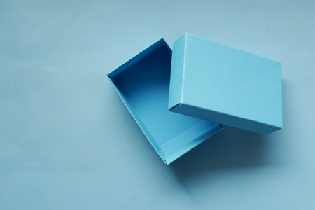 top view of blue color empty boxの写真素材