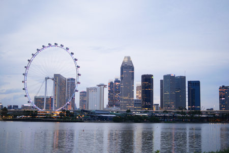Singapore june 11 , 2022: Aerial view of singapore flyer in dayのeditorial素材