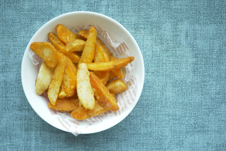 detail shot of French Fries on tableの写真素材