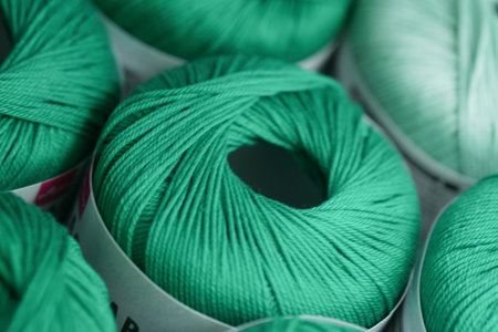 Close-up shot of colorful yarn