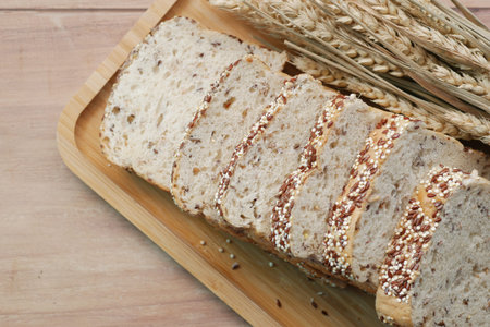 top view of slice of whole grain bread