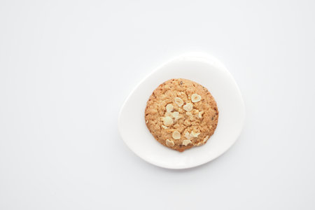 whole meal cookies on white backgroundの写真素材