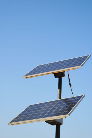 Solar panel against blue background