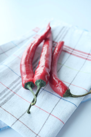 red chili pepper white background .の写真素材