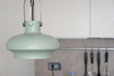 gray ceiling lamp hanging in a room ,の写真素材