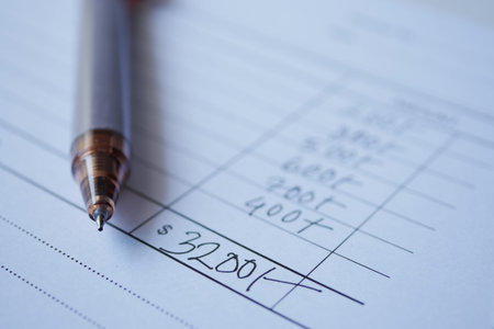 A man writes payment due in a paper form