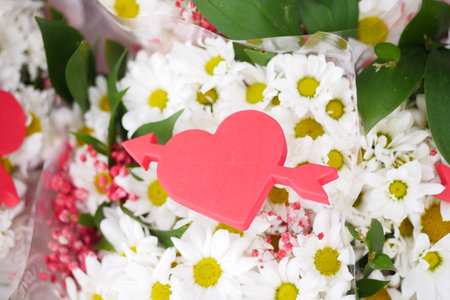 Red Rose Bouquet and heart shape symbol for gift .の写真素材