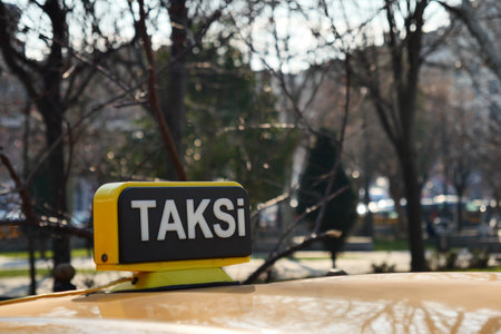 Taxi car in the street in Istanbulの写真素材