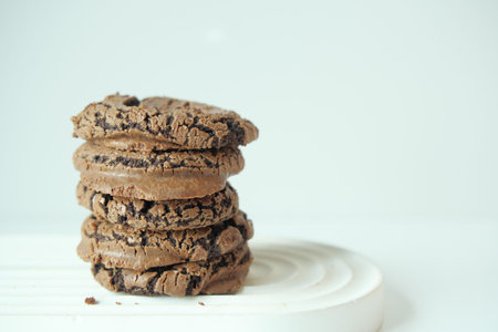 Chocolate chip cookies isolated on white.