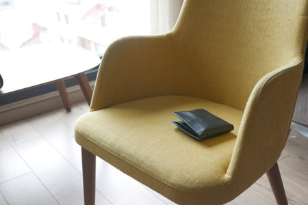 left wallet on a sofa at home