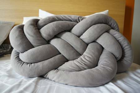 modern grey color pillows in living room at homeの写真素材