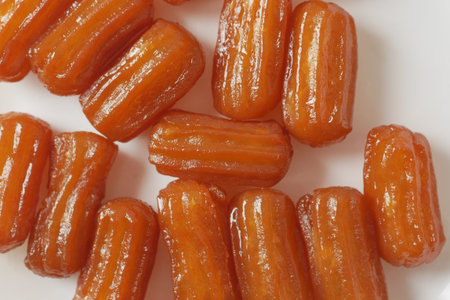 Traditional Turkish dessert tulumba on a plate