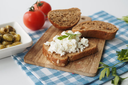 fresh paneer on a bread on table