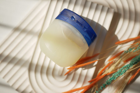 Close up of petroleum jelly in a container
